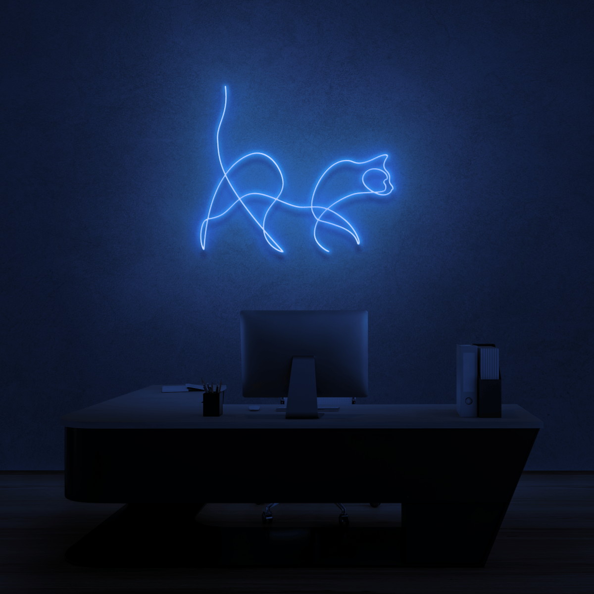 The Neon Lab Cat Neon Line Art