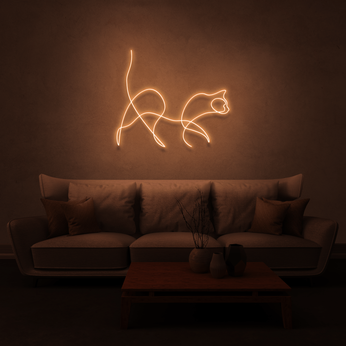 The Neon Lab Cat Neon Line Art