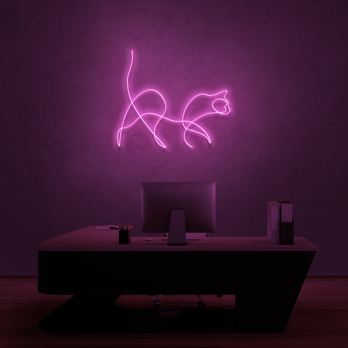 The Neon Lab Cat Neon Line Art