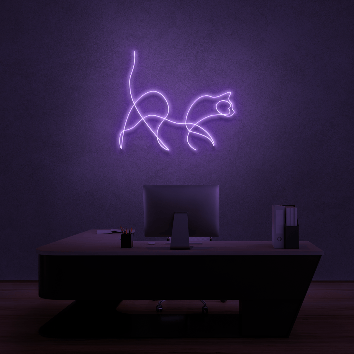 The Neon Lab Cat Neon Line Art