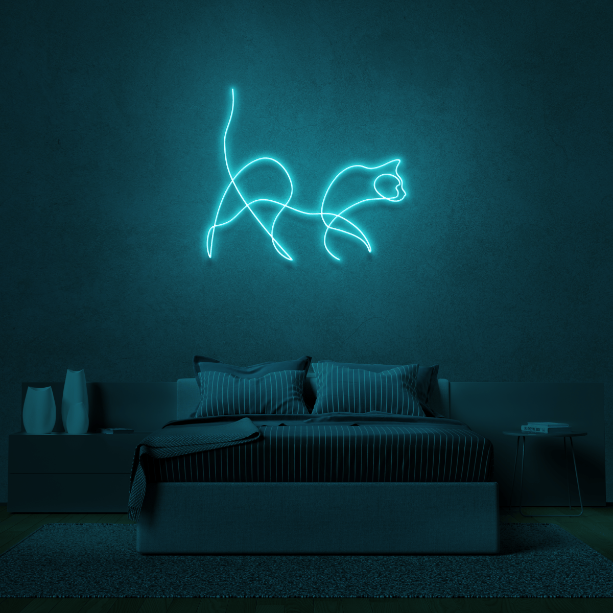 The Neon Lab Cat Neon Line Art
