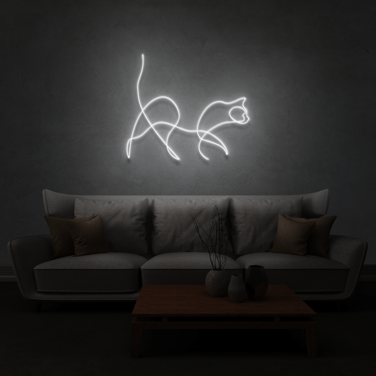 The Neon Lab Cat Neon Line Art