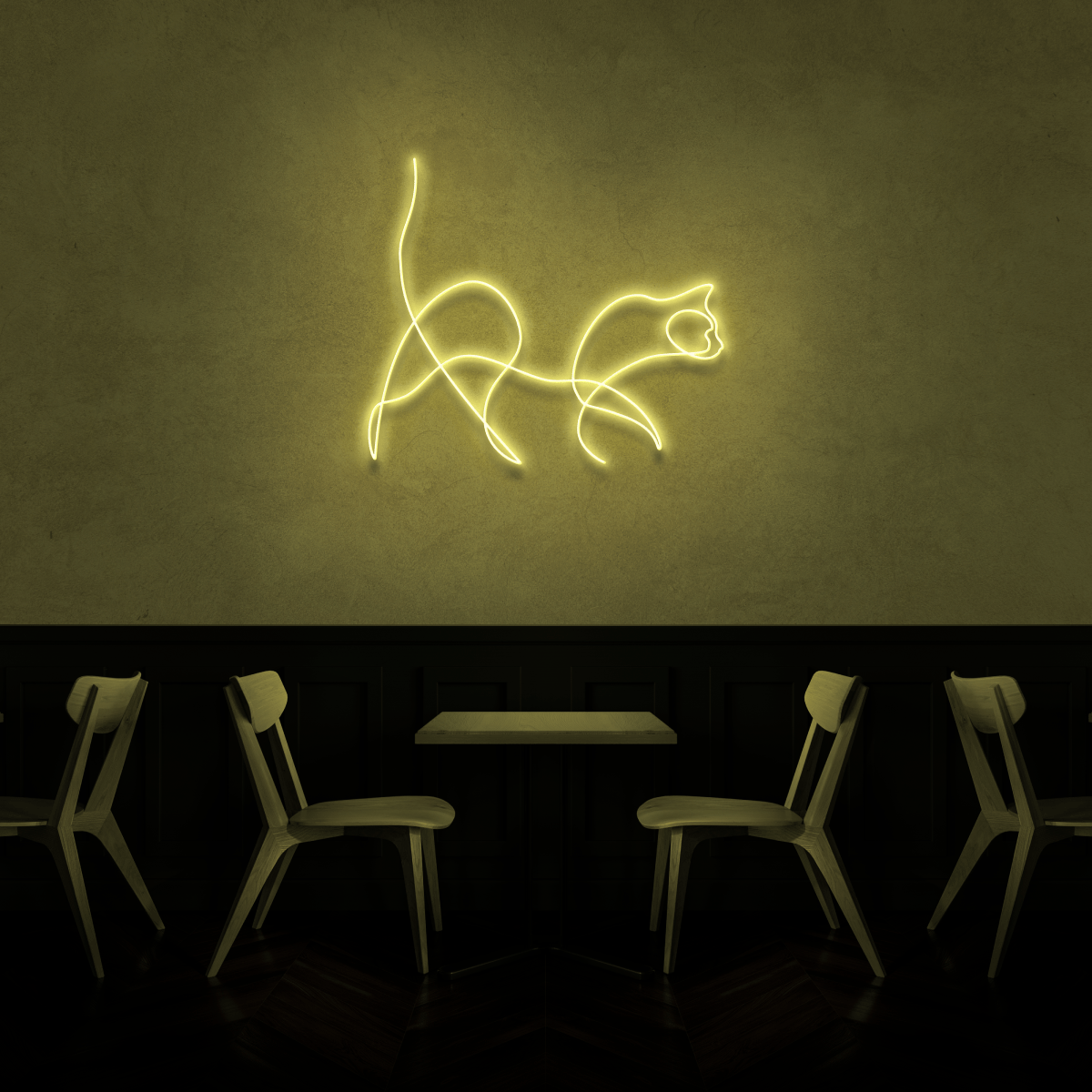 The Neon Lab Cat Neon Line Art