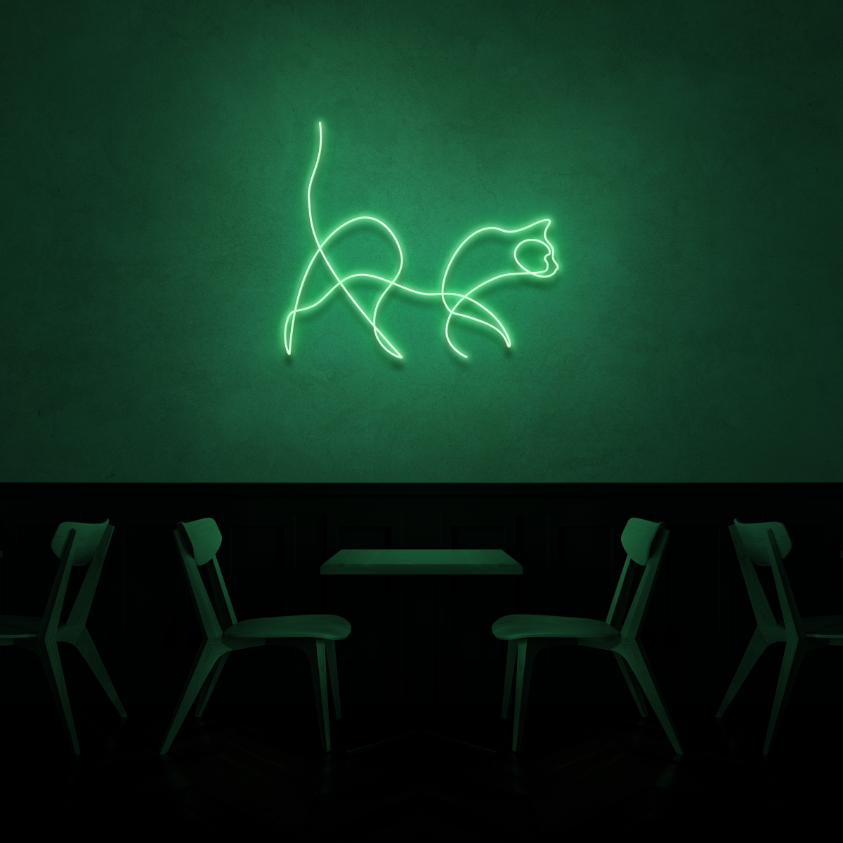 Cat Neon Line Art