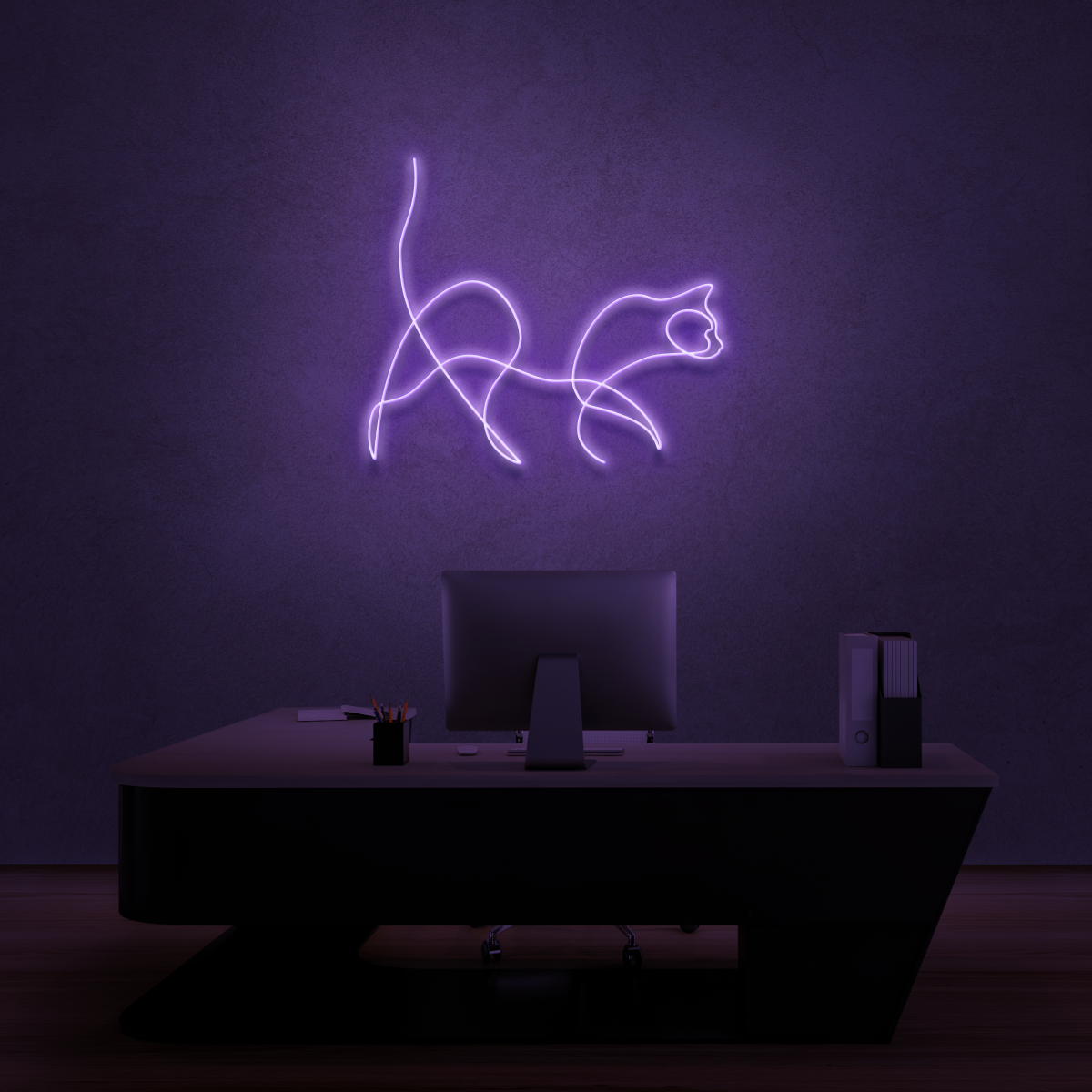 Cat Neon Line Art